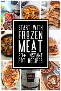 Can I cook frozen meat in my Instant Pot? YES! By using your pressure cooker you can cook frozen beef and frozen pork and get delicious results with any of this collection of frozen meats in Instant Pot recipes! A quick and easy way to make last minute meals! When you know how to cook frozen meat in the Instant Pot you can make tasty meals fast even when you haven’t planned ahead.