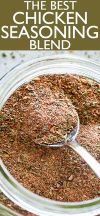 The BEST Chicken Seasoning Blend - My tried and true Chicken Seasoning Blend prepared with everyday pantry spices creates the most delicious chicken dishes. It's the perfect mix that works well with chicken breasts, chicken thighs, and whole chicken. #chickenseasoningrecipes #seasoningmix #spices #chicken #spices