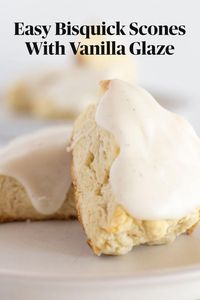 Did you know that you can use Bisquick to create light and fluffy scones in no time? The addition of vanilla glaze makes them even more amazing.