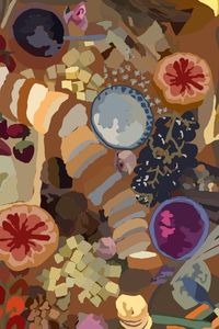 'Food And Drinks' Posters - Art Set by Sophie | Displate - check more now! #charcuterie #breakfastcharcuterieboard #gourmet #digitalart #stillife #impressio