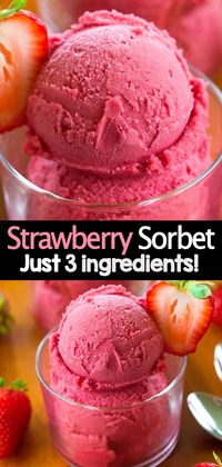 Easy 3 Ingredient Strawberry Sorbet Recipe