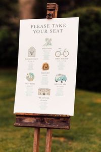 Bespoke Table Plan Idea - Simple Relationship Milestones, Where we met, First Date, Illustrated Themed Table Plan Idea