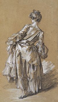 Standing Woman Seen From Behind by François Boucher (1703-1770) #drawing c.1742