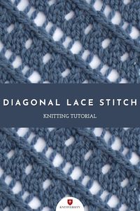 This video knitting tutorial will help you learn how to knit the diagonal lace stitch. This stitch creates a delicate lacy openwork pattern. The diagonal lace stitch would be great for shawls, scarves, and sweaters!