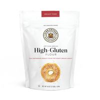 Perfect for baked goods requiring extra strength. This unbleached flour is milled from the finest 100% hard red spring wheat to give an extra chew to your bread and a higher rise to your whole-grain loaves. As the highest-gluten flour around (14%), it's key to helping you bake lusty, chewy artisan breads and whole-grain breads with a hearty, lofty texture. It's good for breads that require long fermentation like no-kneads and great for dense, chewy breads like bagels, crusty rolls, artisan heart