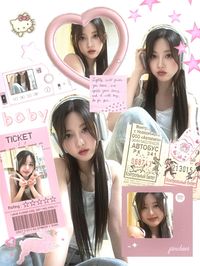 ive gaeul instagram edit pink coquette scrapbook collage graphic design poster