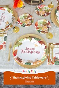 Looking for the perfect Thanksgiving aesthetic? Shop the best fall tableware and serveware for a Thanksgiving tablescape at Party City.