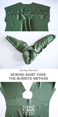 Learn how to sew a shirt yoke using the burrito method. Read the sewing tutorial. #sewingtutorial #sewing #sewshirtyoke