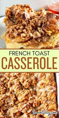 If you love French toast, this recipe is definitely for you. Instead of making them one by one, you can bake a whole French toast breakfast casserole in no time! Breakfast casseroles are lifesavers when you have to feed a crowd!