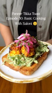 This flavourful paneer, with the refreshing claw assembled on crispy bread will surely be a crowd-pleaser! Welcome to Episode 30 of ✨ #BasiccookingwithSaloni ✨ where I take you on a journey of cooking basic essential recipes with me ☺️ Here’s how you can make this recipe at home ☺️ Ingredients: 250g Paneer 4-5 slices of toasted bread Marinade: 2 tsp ginger garlic paste 1.5 tbsps hung curd 1 tsp mustard oil 1/2 Tbsp besan 1 tsp lime juice Spices: Salt Pepper 1/4th tsp haldi 1 tsp red chilli powder 1/2 tsp kasuri methi 1/4th jeera powder 1/2 tsp amchoor 1/4th tsp coriander powder 1 tsp ajwain Slaw: 1/4th Cabbage - Thinly sliced 1/2 Carrot-Thinly sliced 1/2 a capsicum- Thinly sliced 1/2 cup hung curd 1/4th cup Green Chutney Process: - Dice the paneer and set it