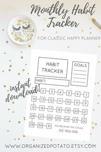 Track your mood, symptoms, goals, and other stats with this fun DIY bullet inspired planner printable! Perfect for DIY planners or bullet journal spread ideas. This simple yet effective tracker can be used to track habits related to weight loss, depression, anxiety, chronic pain, workouts, medication, chores, and more! This DIY bujo printable page is available for instant download in PDF in Classic Happy Planner size. For more sizes, including travelers notebook inserts, read more.