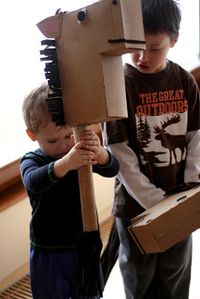 cardboard box horses - a kids craft for hours of fun!