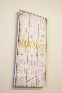 She Leaves A Little Sparkle Wherever She Goes Pallet Sign Girls Nursery Wall Decor Shabby Chic Nursery Vintage Nursery Pink and Gold Nursery