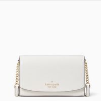 Kate Spade New York Staci Small Flap Crossbody Parchment White Leather Price Is Strictly Firm 4.9" H X 7.6" W X 2.1" D Strap Drop: 22" Saffiano Ksny Metal Pinmount Logo Two Way Spade Jacquard Lining Interior Center Card Slot Exterior Slip Pocket On Back Magnetic Closure Fits Iphone 11 Pro Max