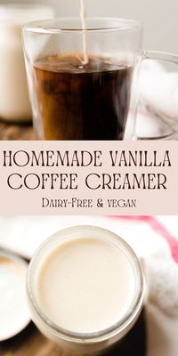 Homemade Dairy-Free Vanilla Coffee Creamer is the perfect addition to your morning coffee! This recipe only takes a few minutes to make, and all you need are 5 simple ingredients and a high speed blender!