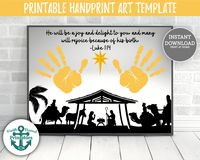 Luke 1:14 Christmas Nativity Handprint Craft Nativity Scene Toddler Craft Christian Homeschool Preschool Hand Art Nativity Set Sunday School