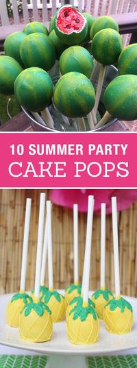 10 Creative Cake Pops for a Summer Party! Cute birthday or pool party desserts. From beach balls and sharks to lady bugs and crabs.