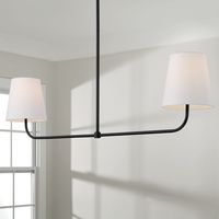 Embodying true minimalist form, the Brody collection Island fixture brings sleek, simplified style in a linear pendant chandelier. The finish enhances the classic look of the white fabric shades to deliver sophisticated, less-is-more design.