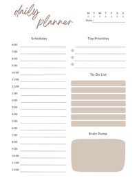 Minimalist Daily Planner, Printable Planner, Digital Planner PDF