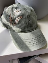 Washed Coton Baseball Capfloral Hand Embroidered Baseball - Etsy