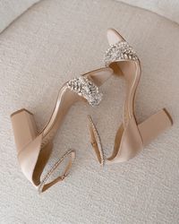 Adele - Nude Crystal And Pearl Bridal Block Heel