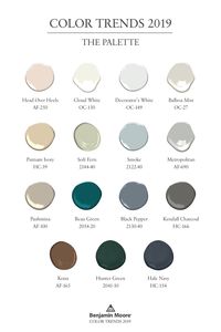 Benjamin Moore Color Trends 2019, a collection of 15 paint colors that can all work together. The collection offers colors for walls, trim, ceilings, doors and more. Choose one or a few for your next paint project. #ColorTrends2019