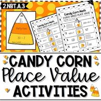 Students use real candy corn to compare! Click to get these fun activities for second graders learning place value!