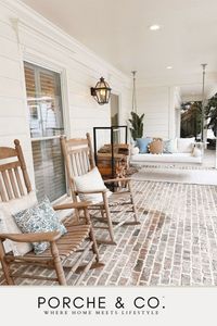 Elevate your outdoor space with these stunning front porch ideas and decor tips. Perfect for warm weather gatherings and creating a welcoming entryway. Head to the blog for more front porch ideas and get inspired to transform your outdoor living space.