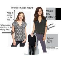 It is easy to throw on a blouse and a pair of jeans. But we #invertedbeauty,s must pay close attention to not adding bulk to the wrong places! #BloggerStyle #fashion #invertedtriangle #HM  #forever21  "Which One Flatters- "The Inverted Triangle Figure"?" by angela-yourpersonality on Polyvore