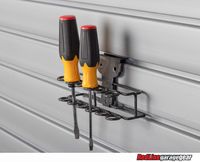 The Screwdriver Rack slatwall accessory helps you organize your trusty screwdrivers close at hand. Its designed to fit screwdrivers of all brands & sizes!