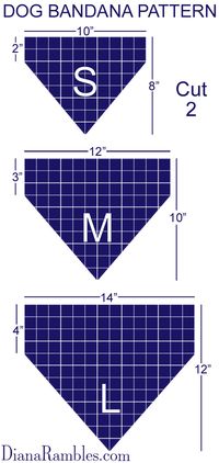 Dog Bandana Pattern Size Chart - Pattern Guidelines for Creating a Personalized Dog Bandana #dog #sewing #pattern