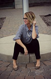 chekered shirt and leopard flats