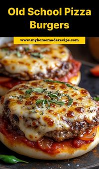 Take a trip down memory lane with these Old School Pizza Burgers! Juicy burgers topped with marinara sauce, melted cheese, and pepperoni—it's a nostalgic mash-up of pizza and burgers that everyone will love. Perfect for a quick weeknight meal or a fun twist on a classic! #PizzaBurgers #OldSchoolRecipes #ComfortFood #ClassicBurgers #EasyDinner