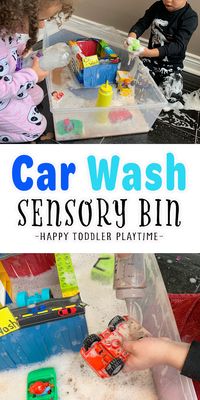 LEGO Car Wash Sensory Bin - Happy Toddler Playtime