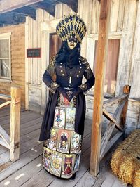 Tarot Costume by Paige Gardner of CostumeArt | Photography by Pete Mecozzi Photography Crafted from thrifted items using unconventional methods, ‘Baba Divina’ was built in 30 days. #tarot #costume #mask #headpiece #diy #cosplay #tarotcard #fashion