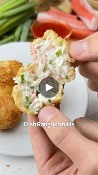 2.2M views · 195K reactions | Say “YUM” if you would eat these Creamy Crab Rangoon Balls 😋🙌🦀

What you need:
3 tbsp crab meat, chopped 
3 oz cream cheese 
1 tbsp chopped green onions
1/4 cup grated Parmesan
1 large egg, whisked 

How to make them:
1. Combine your crab meat, cream cheese and green onions.
2. Roll into 4-6 balls and freeze for an hour.
3. Coat with egg, Parmesan and air fry @ 400F for 6-10 minutes. 
4. Take them out and enjoy!

Pro tip: These are extra delicious with sugar free sweet chili sauce 👌 | iRick Wiggins