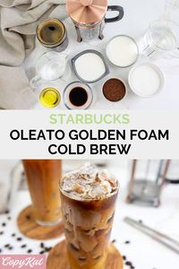 Discover the unique flavor of Starbucks Oleato Golden Foam Cold Brew at home. Simply get the easy copycat recipe to find out how to make this luxurious iced coffee drink at home. Featuring rich cold brew coffee with an olive oil-infused sweet cream foam, this drink perfectly balances the bitterness of the coffee with the subtle savory notes of the olive oil and sweetness of the cream. Ideal for coffee lovers, DIY baristas, or anyone looking to explore the unique taste of gourmet coffee.