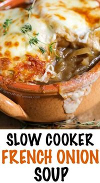 French Onion Soup {Slow Cooker Version!} - Spend with Pennies