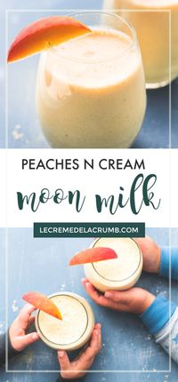 Old wives tales of milk before bed might not have been too far off the charts of science. Warm milk with real peaches is the perfect bedtime snack. | lecremedelacrumb.com #peach #peachesncream #moonmilk #bedtimesnack #milk