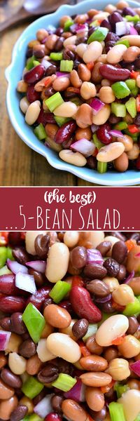 This 5-Bean Salad combines black, pinto, garbanzo, cannellini, and kidney beans… @TruviaBrand #truvia #sponsored