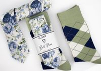 Groomsmen Socks and Ties Dusty Blue Floral Tie and Sage - Etsy