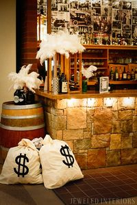 Need roaring decorating ideas for your 1920's Party?  Check this out!   halloween, dress-up, costume, speakeasy, speak, easy, sequins, bar, tommy gun, cigars, flapper, prohibition, charity,  fundraiser, fund, raiser, money, auction, OSC, OCSC, Officers', Gatsby Spouses', club, military, scholarships, feather, ostrich, boa, fringe