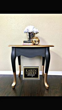 Karen LeBere Design Black Gold Nightstand/Side Table/End Table