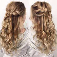 Beautiful waterfall braided half up half down hairstyle, wedding hair,half up half down hairstyles ,half up half down wedding hairstyles, wedding hair down hairstyle #weddinghairstyles #hairstyles #romantichairstyles #halfup #hairdown