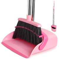 PRICES MAY VARY. 【STYLISH DESIGN】: The broom and dustpan set features an extended long handle and a large capacity dustpan, making it ideal for sweeping. The long handle enables you to stand upright and sweep comfortably without the need to bend down. Additionally, the set includes comb teeth that effectively remove residual hairs from the broom bristles, ensuring clean hands and protecting your back. Moreover, the set comes in a stylish color scheme, adding a touch of elegance to your daily cle