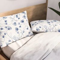 Flowers in knots pattern. floral, minimal, spring, white, blue, white-blue, blue-white Pillow Sham