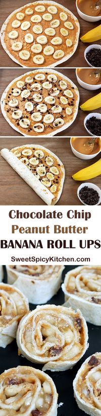 Looking for a delicious snack for the whole family, quick and easy to prepare? I‘ve got just what you need. Chocolate Chip Peanut Butter Banana Roll Ups is a recipe for a perfectly tasty and healthy snack ♥