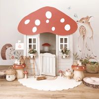 A sweet cast of woodland friends to keep your little one company Create a lovely accent wall for your woodland themed nursery with the Enchanted Forest wall decal. This wall decal set includes a fawn, hedgehog, 2 butterflies , leafs and mushrooms. Simple application: just peel and stick Repositionable Recommended for smooth surfaces and non-textured walls Dimensions: Fawn: 47 inches tall Hedgehog: 19 inches tall