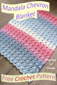 Free mandala chevron crochet blanket pattern, will be ideal for your next baby gift. Pin it to your appropriate boards. #crochet #crochetncreate #crochetblanket #crochetbaby