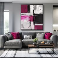 Magenta, Gray, White, and Black Modern Contemporary Abstract Wall Art Painting - Digital Print Download for Canvases and Posters. This high-resolution 300 DPI file may be printed in landscape or portrait orientation on canvases and posters of various sizes, including larges sizes such as 36" x 36" and 32" x 48."